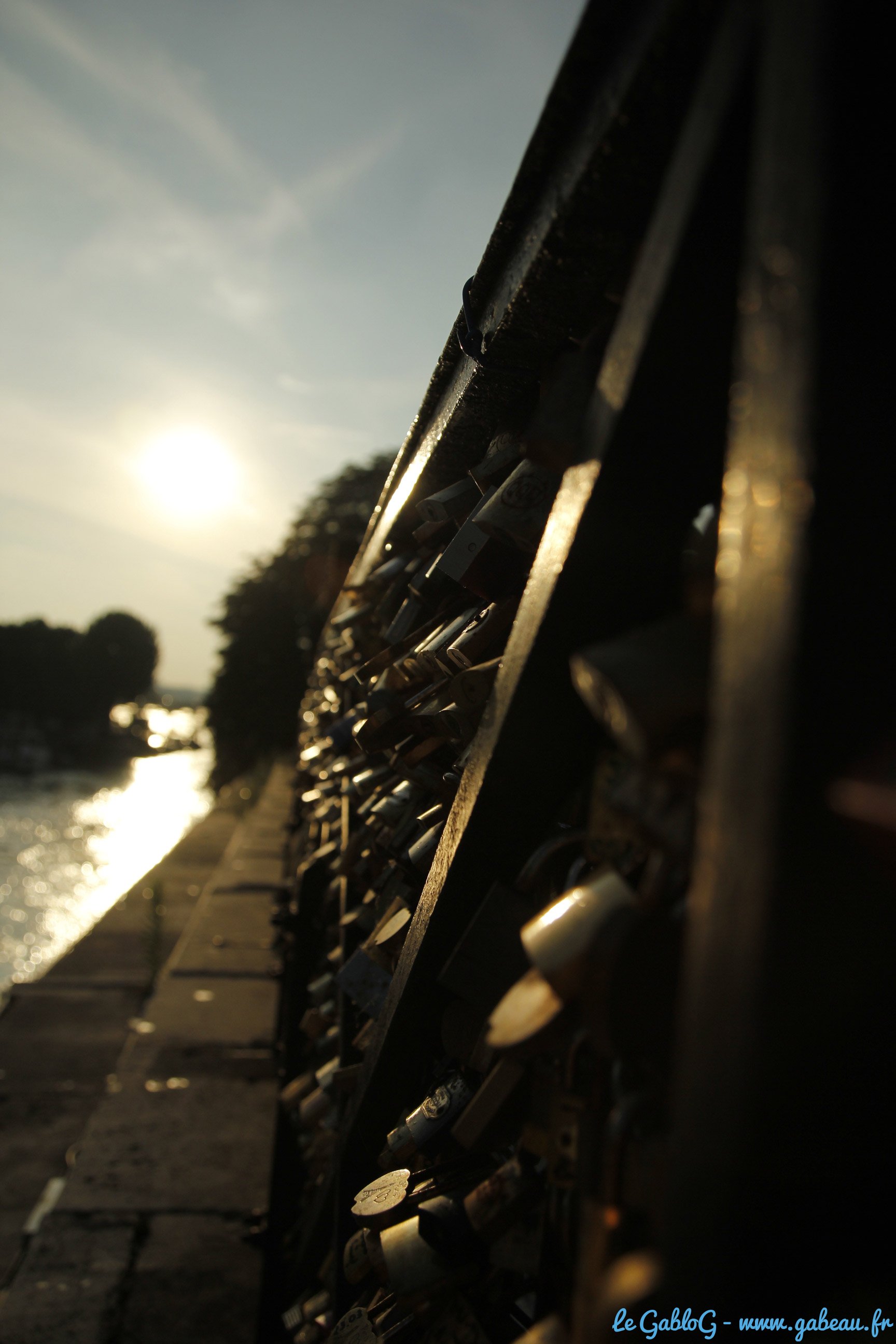 Autour du pont des Arts : cadenas enlacés
