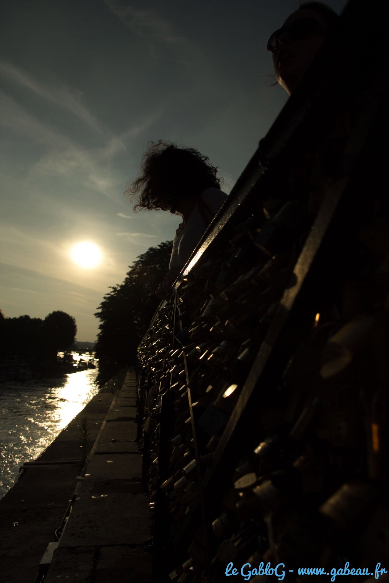 Autour du pont des Arts : cadenas enlacés